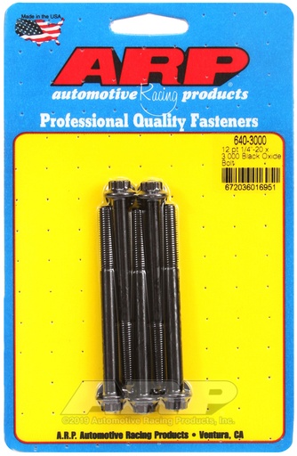 1/4-20 x 3.000 12pt black oxide bolts