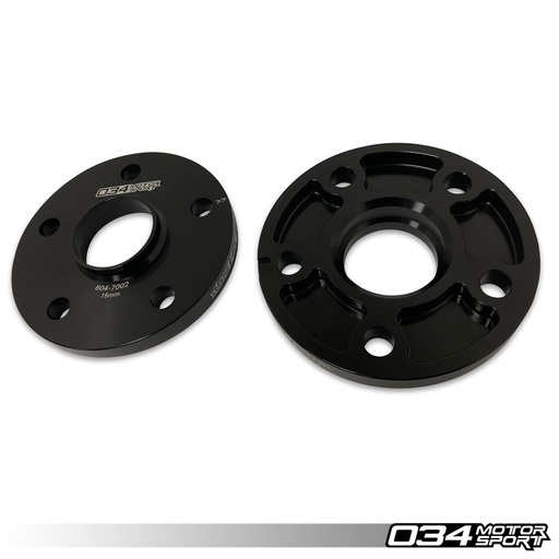WHEEL SPACER PAIR, 15MM, AUDI/VOLKSWAGEN 5X112MM WITH 57.1MM CENTER BORE