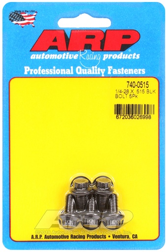 1/4-28 x .515 12pt black oxide bolts