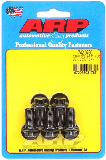 3/8-24 x .750 12pt black oxide bolts