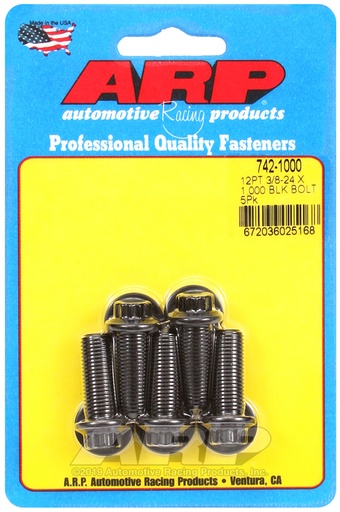 3/8-24 x 1.000 12pt black oxide bolts