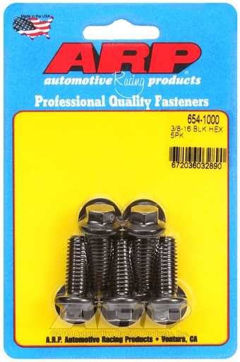 3/8-16 x 1.000 hex 7/16 wrenching black oxide bolts