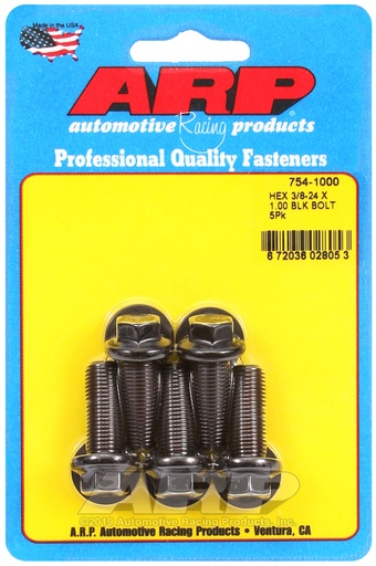 3/8-24 x 1.000 hex 7/16 wrenching black oxide bolts