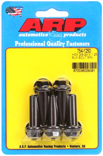 3/8-24 x 1.250 hex 7/16 wrenching black oxide bolts