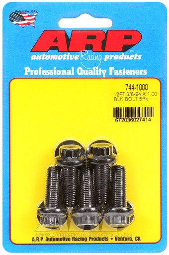 3/8-24 x 1.000 12pt 7/16 wrenching black oxide bolts