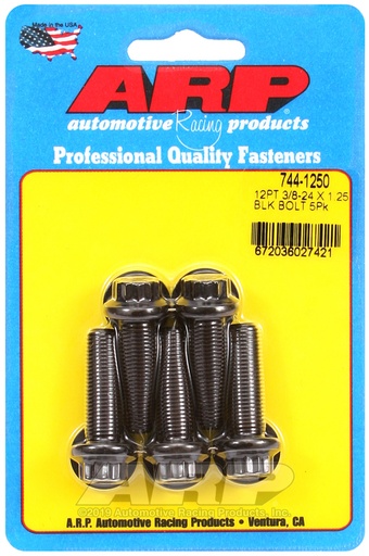 3/8-24 x 1.250 12pt 7/16 wrenching black oxide bolts