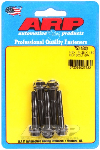 1/4-28 x 1.500 hex black oxide bolts