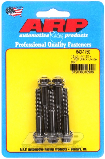 1/4-20 x 1.750 12pt black oxide bolts