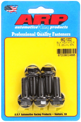 M10 x 1.50 x 25 hex black oxide bolts