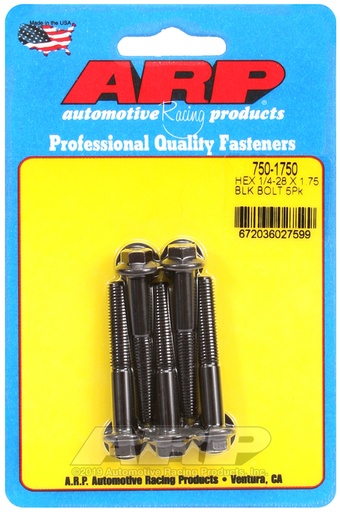 1/4-28 x 1.750 hex black oxide bolts