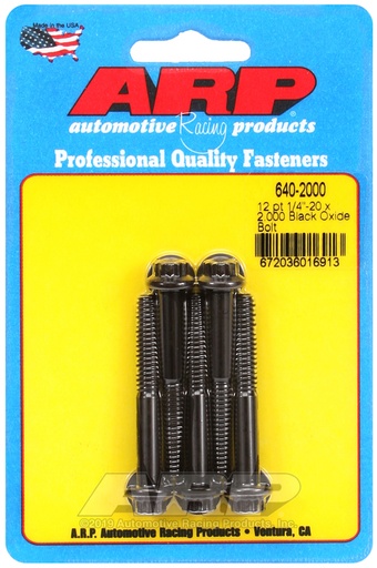 1/4-20 x 2.000 12pt black oxide bolts