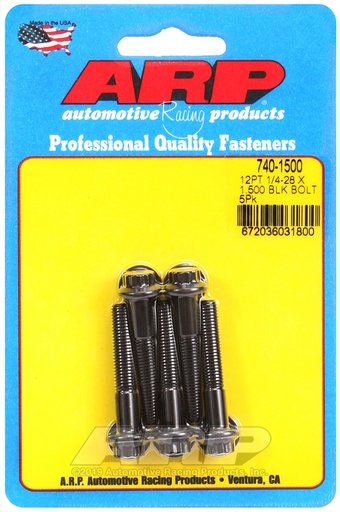 1/4-28 x 1.500 12pt black oxide bolts