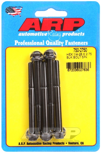 1/4-28 x 2.750 hex black oxide bolts