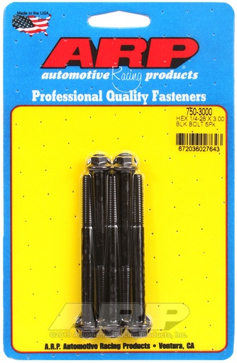 1/4-28 x 3.000 hex black oxide bolts
