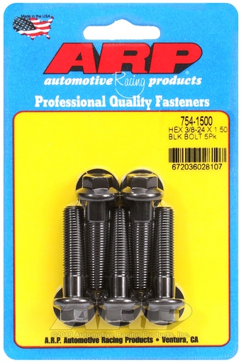 3/8-24 x 1.500 hex 7/16 wrenching black oxide bolts