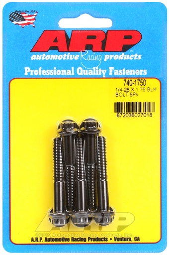 1/4-28 x 1.750 12pt black oxide bolts