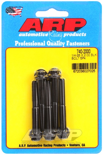 1/4-28 x 2.000 12pt black oxide bolts