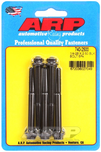 1/4-28 x 2.500 12pt black oxide bolts