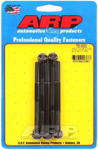 1/4-28 x 3.500 hex black oxide bolts