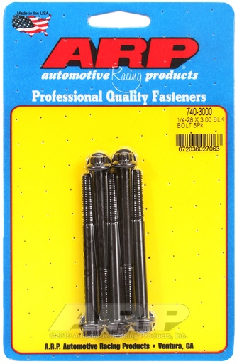 1/4-28 x 3.000 12pt black oxide bolts