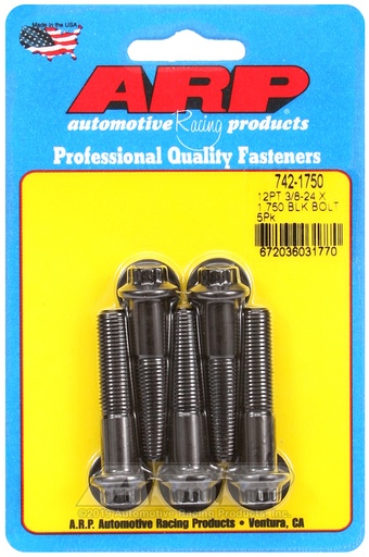 3/8-24 x 1.750 12pt black oxide bolts