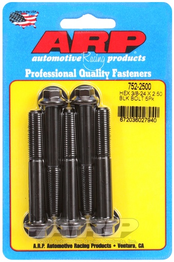 3/8-24 x 2.500 hex black oxide bolts
