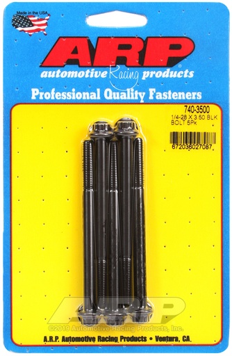 1/4-28 x 3.500 12pt black oxide bolts