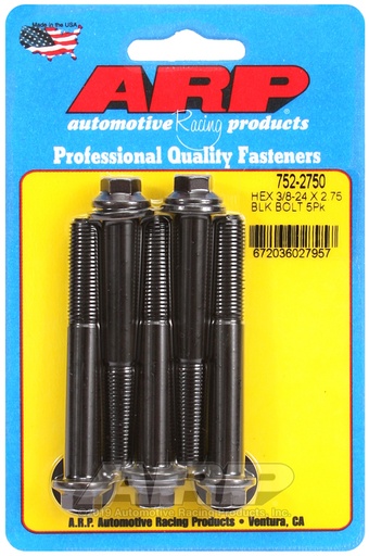 3/8-24 x 2.750 hex black oxide bolts