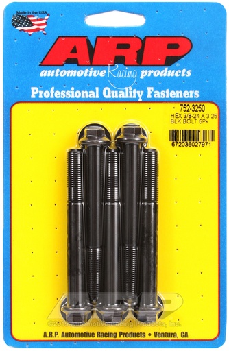 3/8-24 x 3.250 hex black oxide bolts