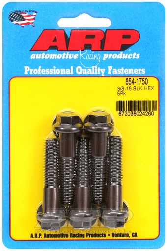 3/8-16 x 1.750 hex 7/16 wrenching black oxide bolts