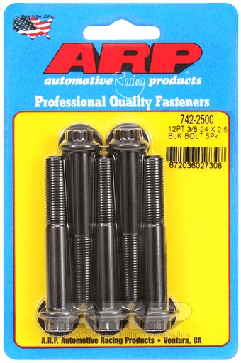3/8-24 x 2.500 12pt black oxide bolts