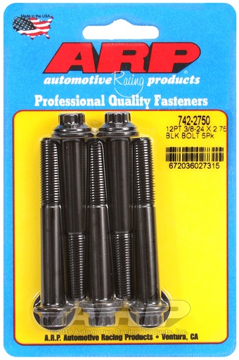 3/8-24 x 2.750 12pt black oxide bolts