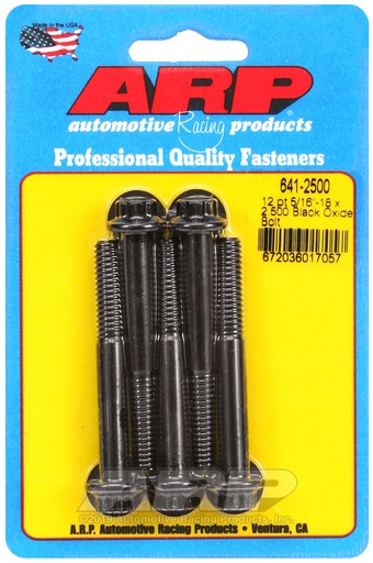 5/16-18 x 2.500 12pt black oxide bolts