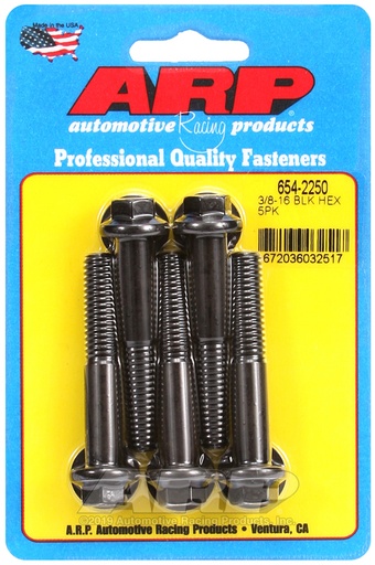 3/8-16 x 2.250 hex 7/16 wrenching black oxide bolts