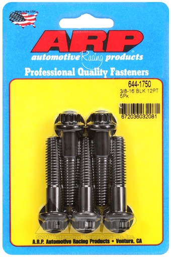3/8-16 x 1.750 12pt 7/16 wrenching black oxide bolts