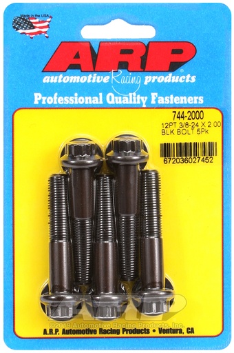 3/8-24 x 2.000 12pt 7/16 wrenching black oxide bolts