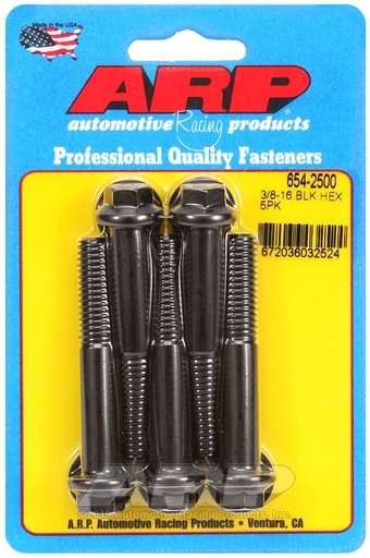 3/8-16 x 2.500 hex 7/16 wrenching black oxide bolts