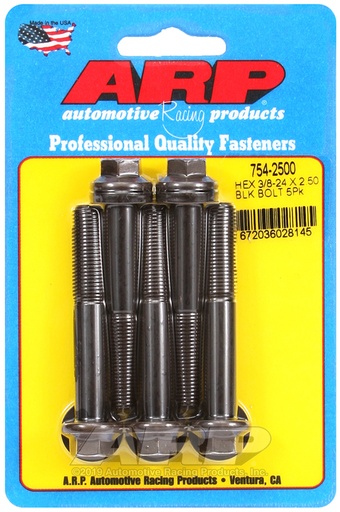 3/8-24 x 2.500 hex 7/16 wrenching black oxide bolts