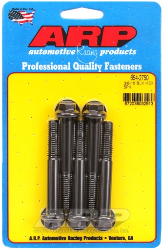 3/8-16 x 2.750 hex 7/16 wrenching black oxide bolts