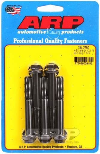 3/8-24 x 2.750 hex 7/16 wrenching black oxide bolts