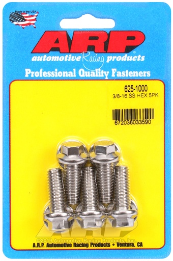 3/8-16 x 1.000 hex 7/16 wrenching SS bolts