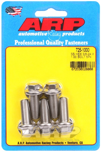 3/8-24 x 1.000 hex 7/16 wrenching SS bolts