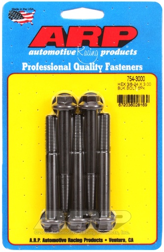 3/8-24 x 3.000 hex 7/16 wrenching black oxide bolts