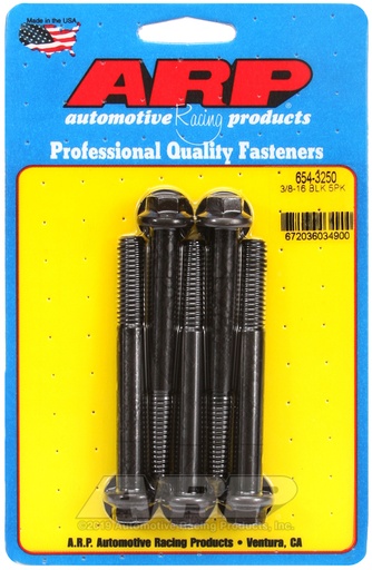 3/8-16 x 3.250 hex 7/16 wrenching black oxide bolts