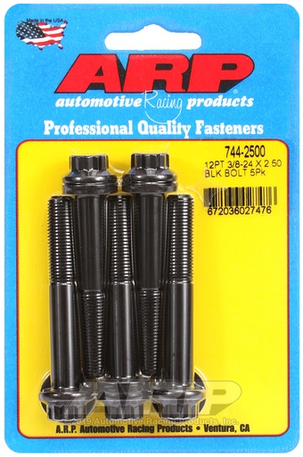 3/8-24 x 2.500 12pt 7/16 wrenching black oxide bolts