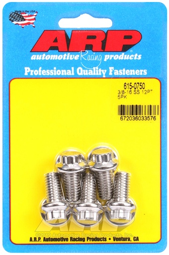 3/8-16 x 0.750 12pt 7/16 wrenching SS bolts