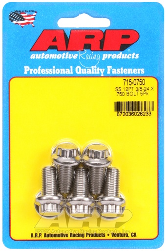3/8-24 x .750 12pt 7/16 wrenching SS bolts