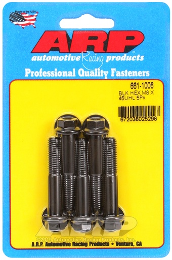 M8 x 1.25 x 45 hex black oxide bolts