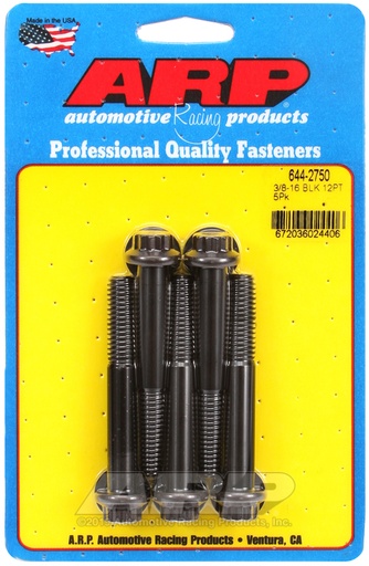 3/8-16 x 2.750 12pt 7/16 wrenching black oxide bolts