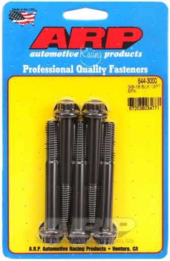 3/8-16 x 3.000 12pt 7/16 wrenching black oxide bolts
